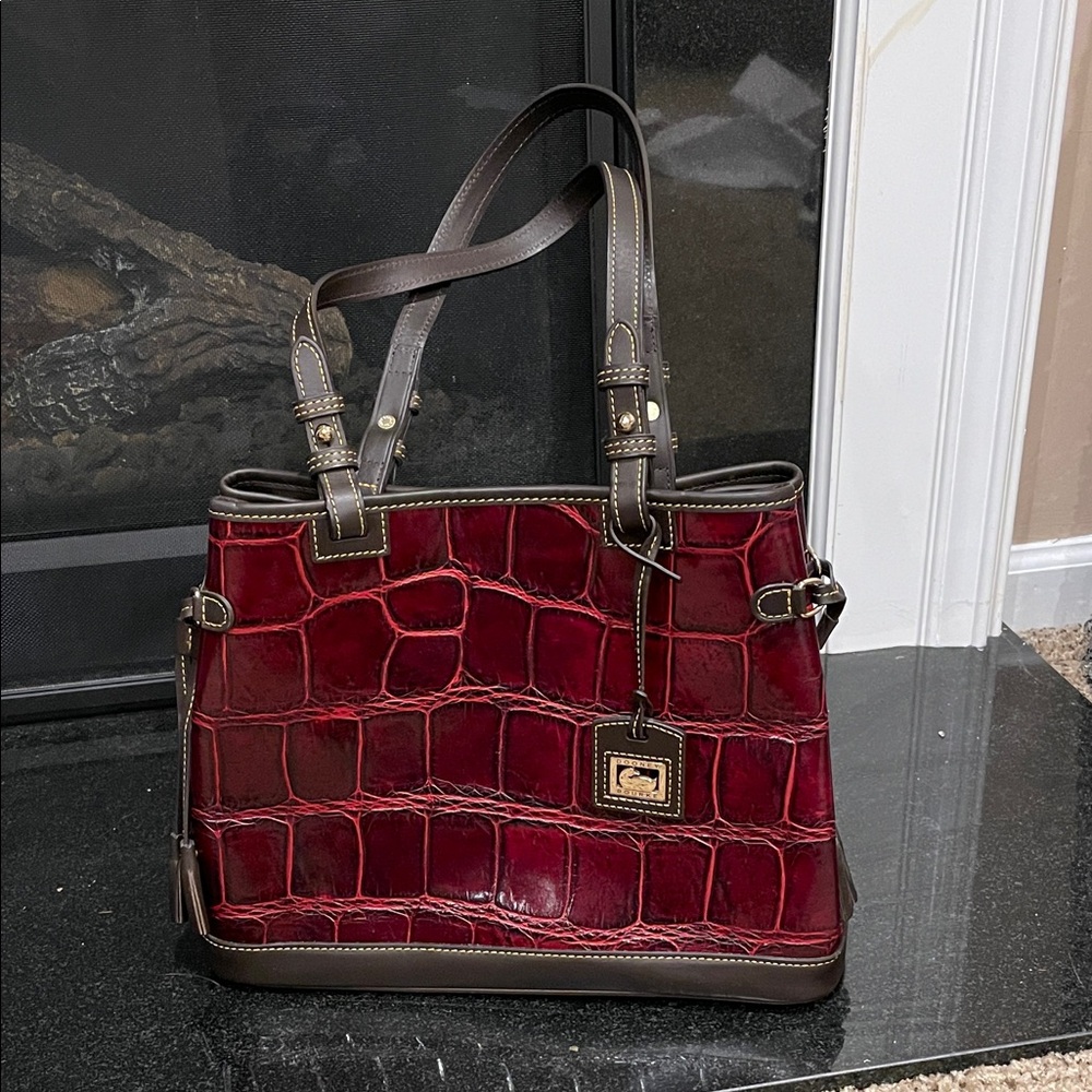 Dooney & Bourke Red Crocodile-Embossed Shoulder Bag- never used